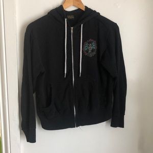 Black hooded sweatshirt